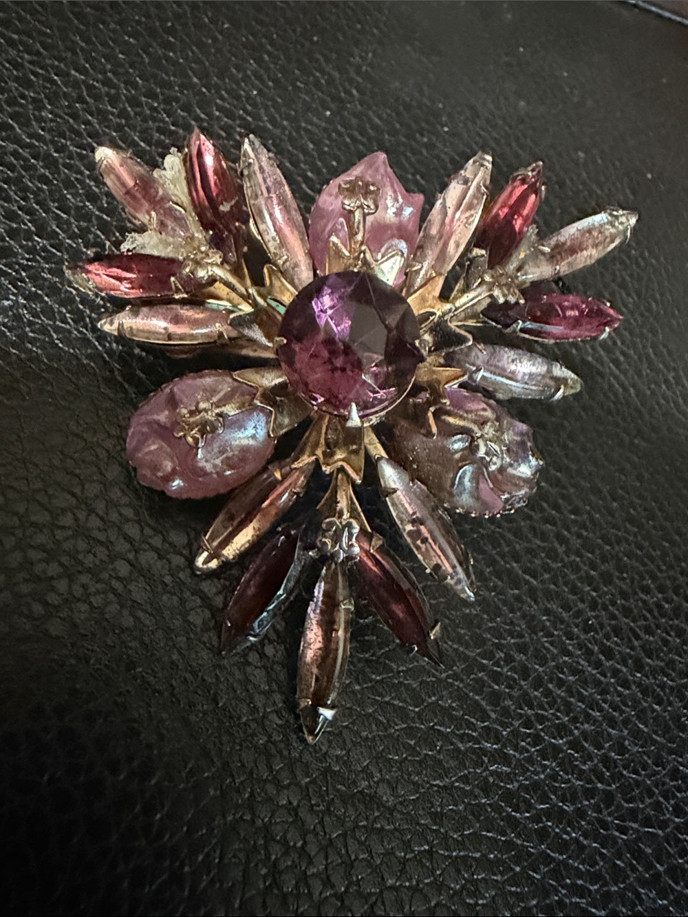 Stylish Purple Glass Crystal Floral Brooch - Women's Jewelry